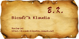 Bicsák Klaudia névjegykártya